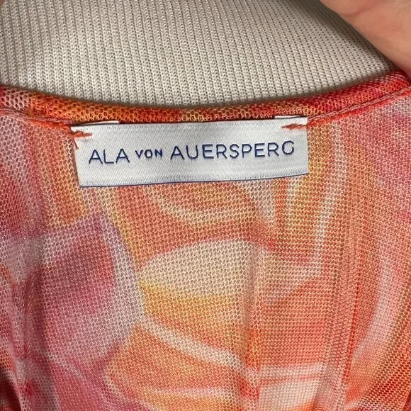 AvA Ala Von Auersperg  Kaftan Moraine Crimson Glory rose print sheer poncho - Picture 5 of 7